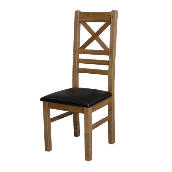 Coniston Rustic Solid Oak Cross Back Dining Chair - Deluxe
