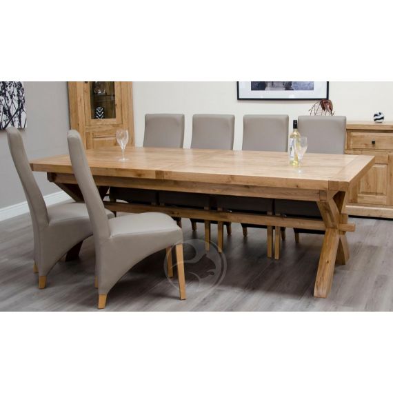 Coniston Rustic Solid Oak Large X Leg Extending Dining Table