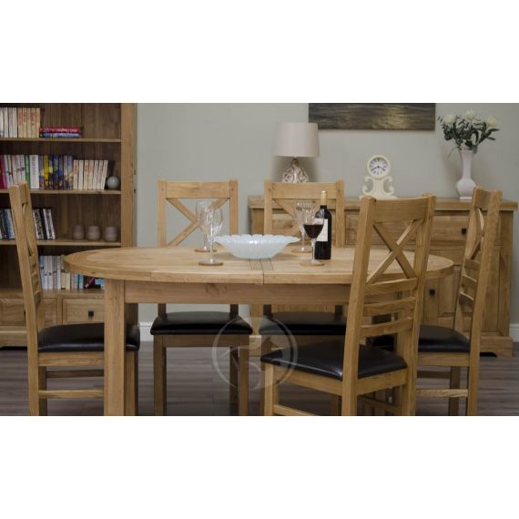 Coniston Rustic Solid Oak Oval Extending Dining Table