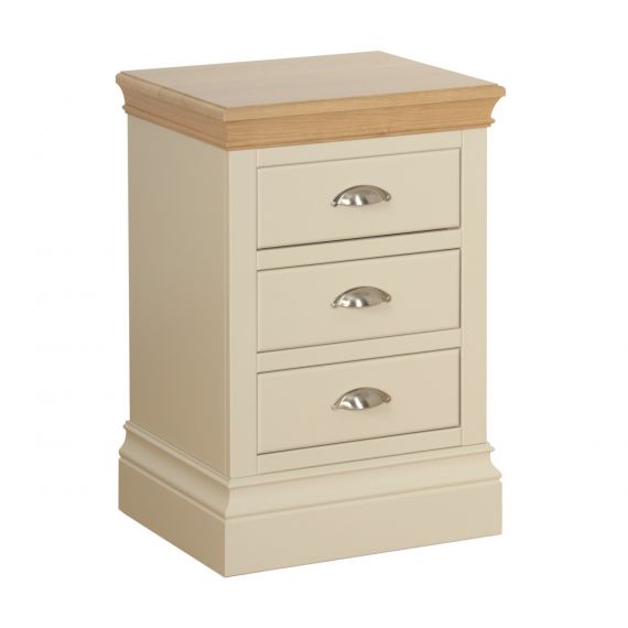 Country Oak and Painted Compact 3 Drawer Bedside Chest.