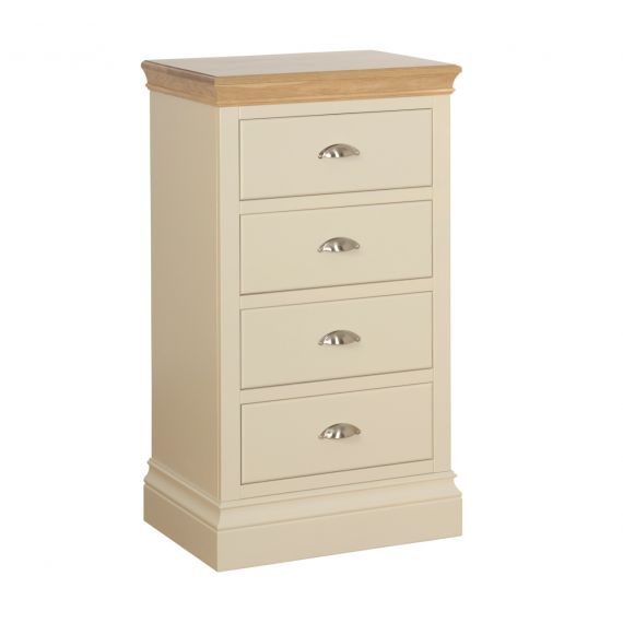 Country Oak and Painted 4 Drawer Tallboy