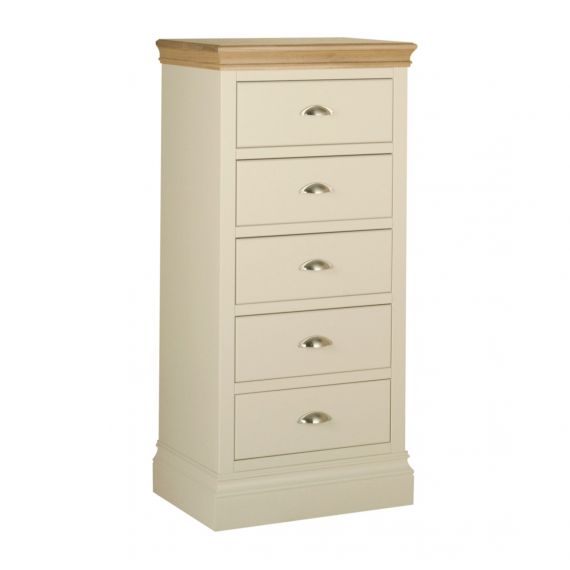 Country Oak and Painted 5 Drawer Tallboy