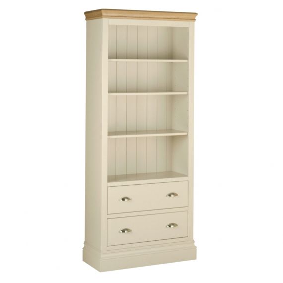 Country Oak and Painted 6ft Bookcase with Drawers