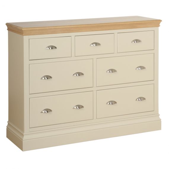 Country Oak and Painted Wide 7 Drawer Jumper Chest.