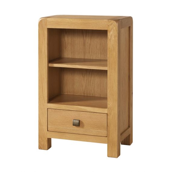 Fairfield Oak Low Bookcase with 1 Drawer