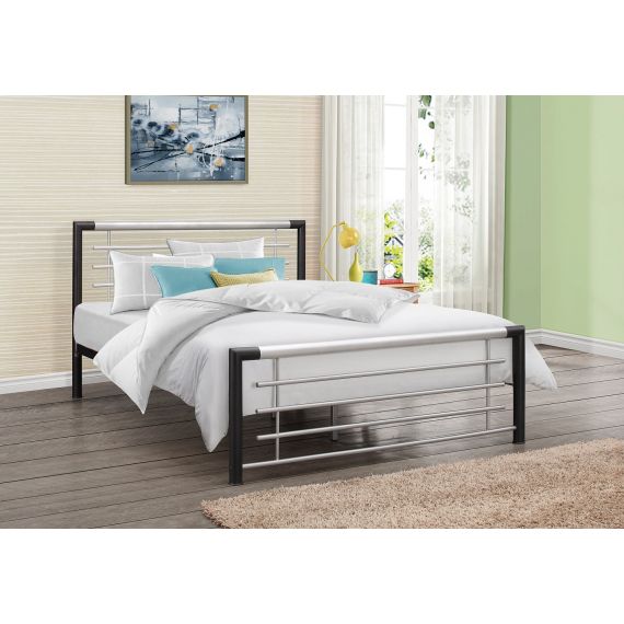 Faro Black and Silver Metal Bed