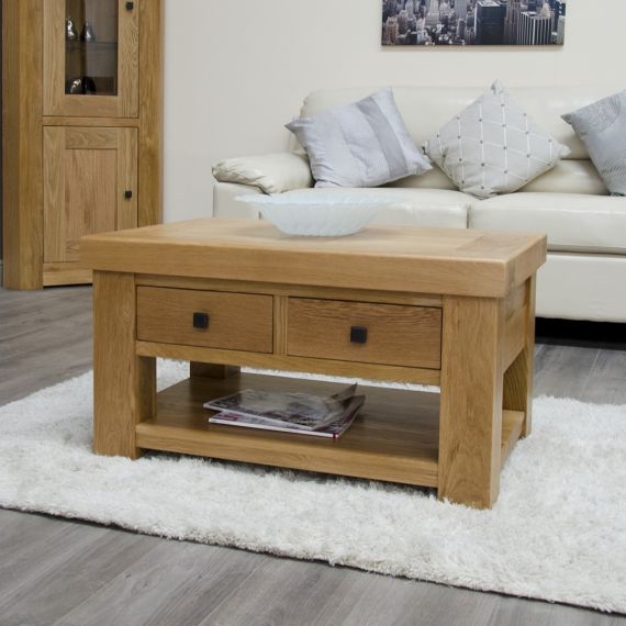 French Bordeaux Oak Coffee Table with Drawers