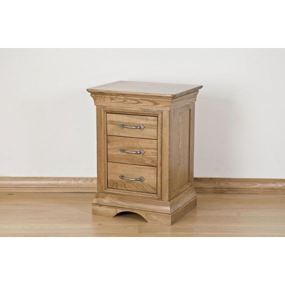 French Style Solid American White Oak 3 Drawer Bedside Chest