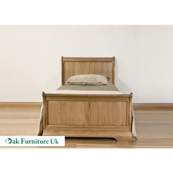 French Style Solid American White Oak 3' Single Sleigh Bed
