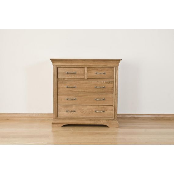 French Style Solid American White Oak 5 Drawer Chest