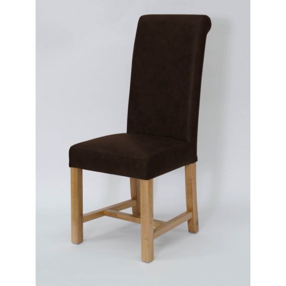 Henley Espresso Dark Brown Leather Dining Chair with Solid Light Oak Legs.