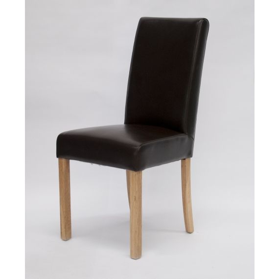 Marianna Brown Leather Dining Chair with Solid Oak Legs