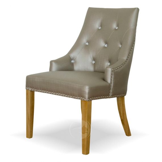 Marjukka Stone Fabric Chair with Crystal Buttons