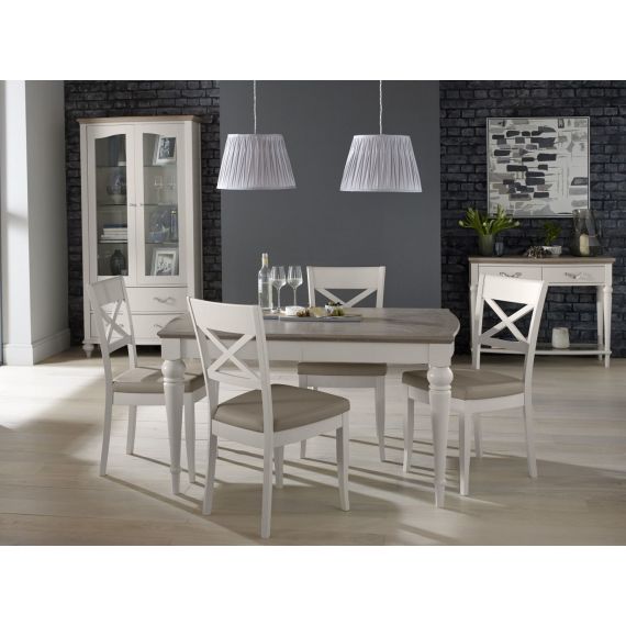 Montreux Grey Washed Oak & Soft Grey Painted Small Extending Dining Table - Montreux Furniture