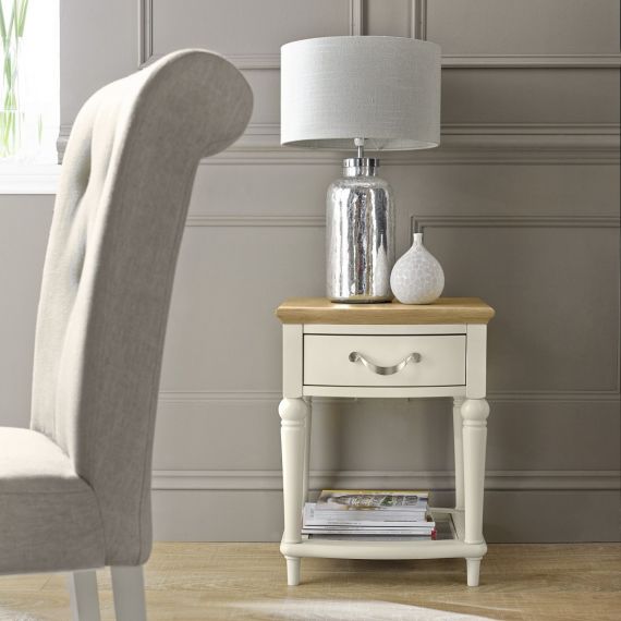 Montreux Oak & Antique White Painted Lamp Table with Drawer - Montreux Furniture