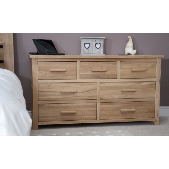 Opus Solid Oak Large 7 Drawer Wide Chest