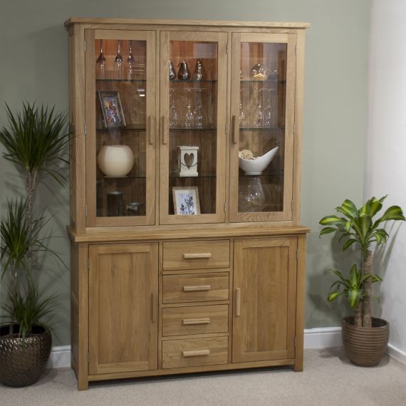 Opus Solid Oak Large Display Unit/ Welsh Dresser