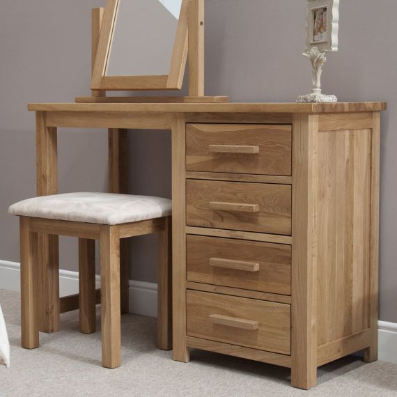 Opus Solid Oak Single Pedestal Dressing Table and Stool