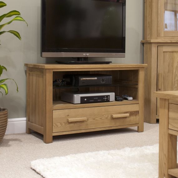 Opus Solid Oak TV Cabinet with Drawer.