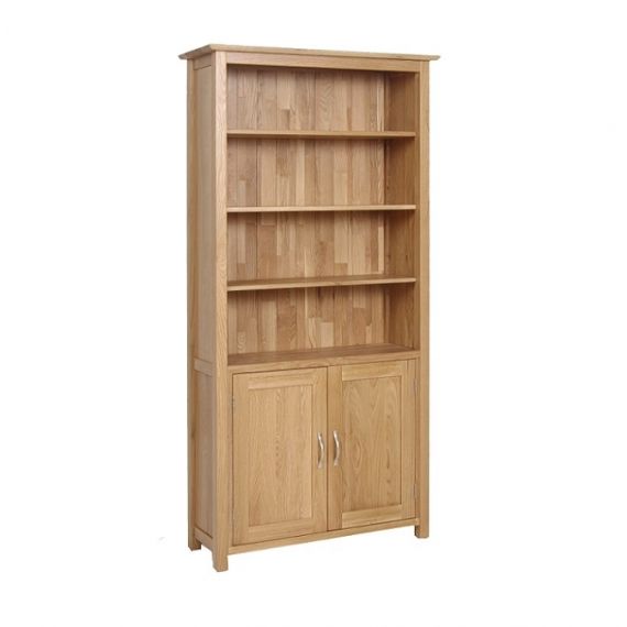 Oxford Contemporary Oak Tall Bookcase with Storage Cupboard