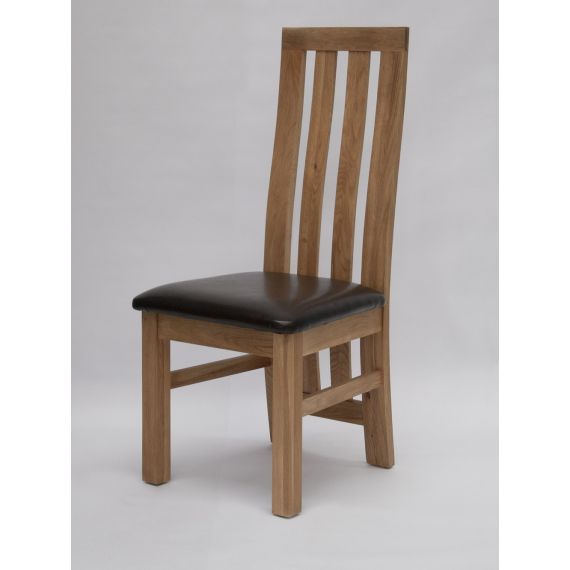 Paris Solid Oak Dining Chair Brown Seat Pad