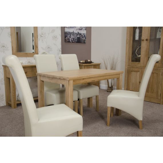 Solid Oak Small 120x77cm Fixed Top Dining Table.