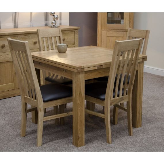 Solid Oak Small Draw Leaf Extending Dining Table