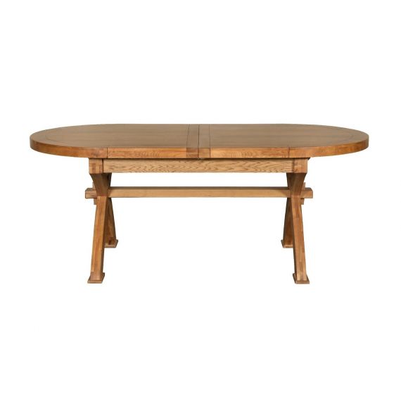 Windermere Solid Oak Oval Extending X Leg Dining Table