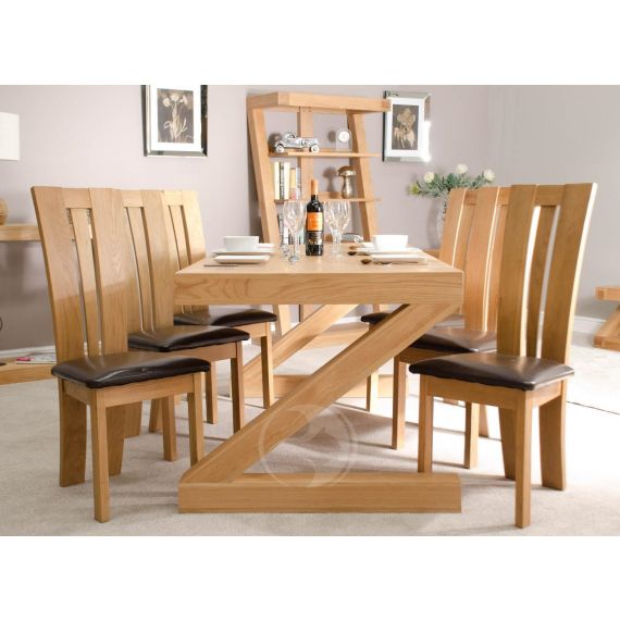 Z Shape Solid Oak 6x3 Dining Table