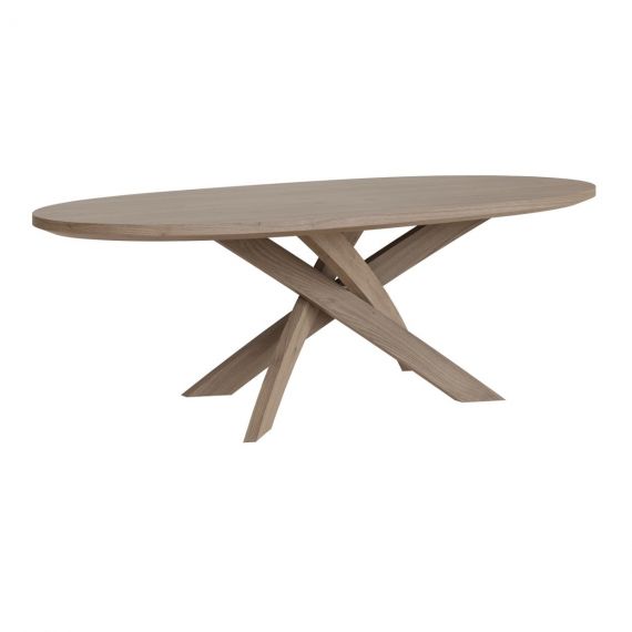 Barkington Solid Oak Oval Fixed Top Dining Table with Spider Leg Base. 2.4M