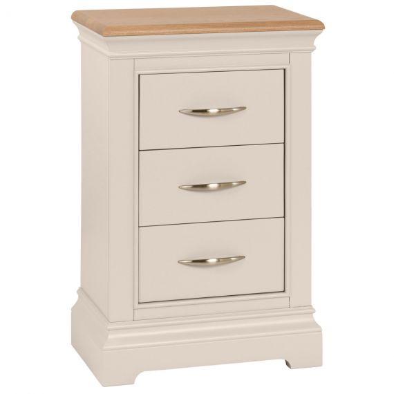 Cobble Oak & Painted 3 Drawer Bedside Chest