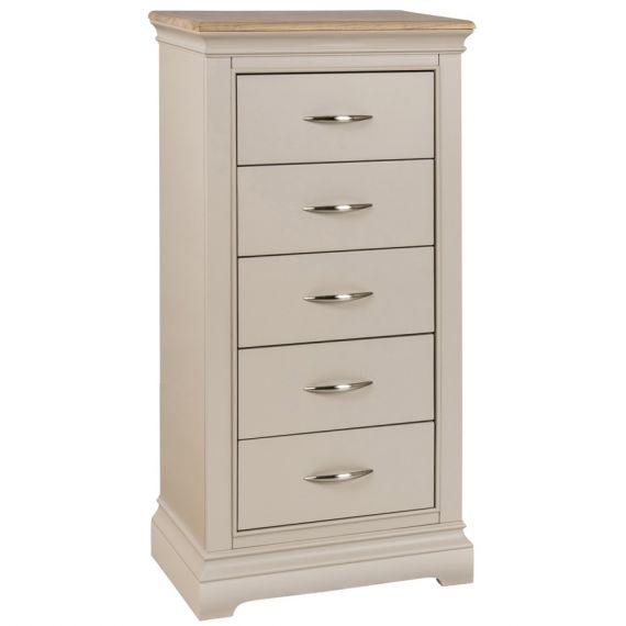 Cobble Oak & Painted 5 Drawer Wellington Chest - Narrow Chest of Drawers - Cobble Bedroom Furniture