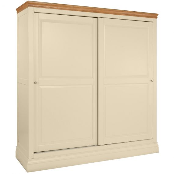 Country Oak and Painted Sliding Door Wardrobe