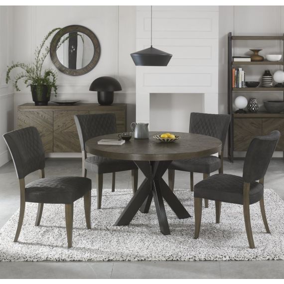 Ellipse Fumed Oak Circular Dining Table - 4 Seater