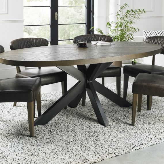 Ellipse Fumed Oak Oval Dining Table - 6 Seater