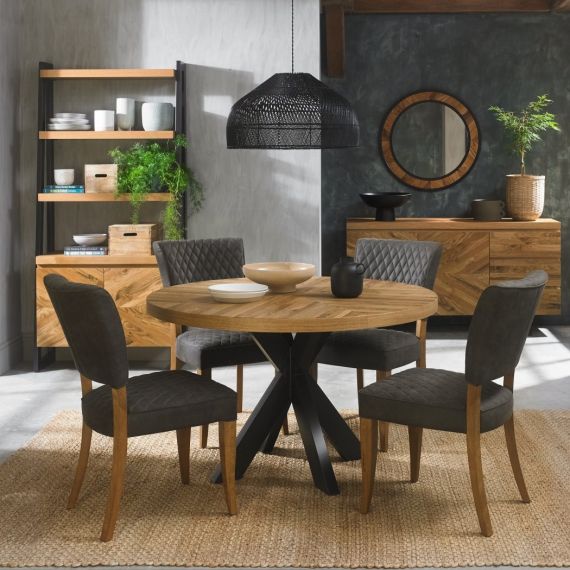 Ellipse Rustic Oak Circular Dining Table - 4 Seater
