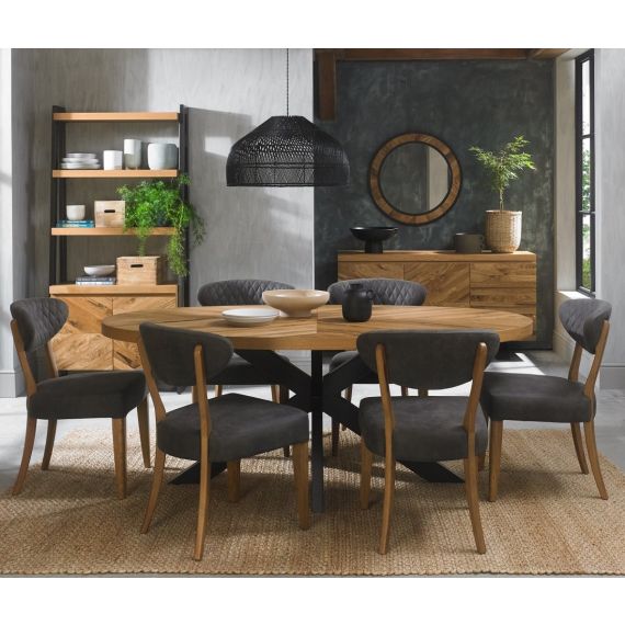 Ellipse Rustic Oak Oval Dining Table - 6 Seater