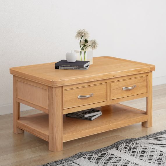 Essex Oak Coffee Table with 2 Drawers