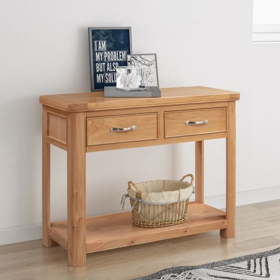 Essex Oak Console Table with 2 Drawers