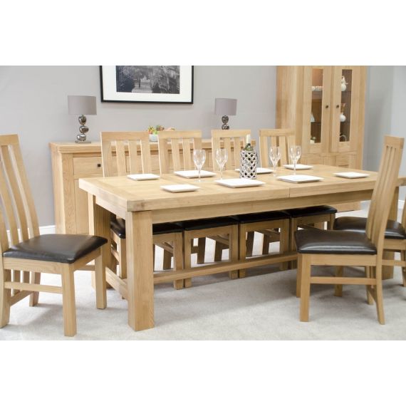 French Bordeaux 220-320cm Light Oak Large Extending Dining Table and Chair Set