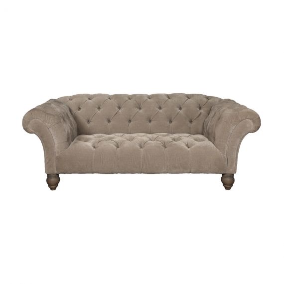 Grammy 2 Seater Chesterfield Sofa - Manolo Marble Grey Chenille Fabric.