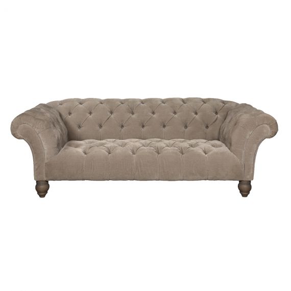 Grammy 3 Seater Chesterfield Sofa - Manolo Marble Grey Chenille Fabric.