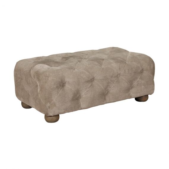 Grammy Rectangle Buttoned Footstool - Manolo Marble Chenille Fabric.