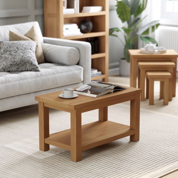 Grasmere Light Oak Small Coffee Table with Shelf