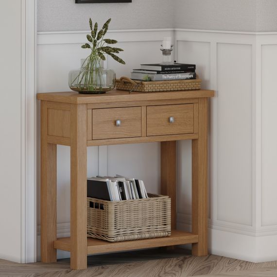 Light Oak Console Table with Drawers - Grasmere Furniture