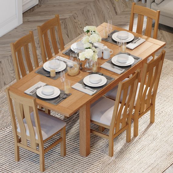 Light Oak Large Extending Dining Table - Grasmere Furniture Range