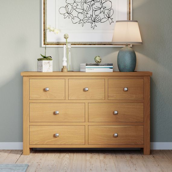 Light Oak Wide Chest of Drawers - Grasmere Bedroom Furniture