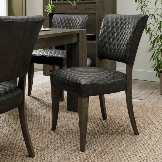 Leather Dining Chairs Modern, Dark Grey Dining Chair Wooden Legs