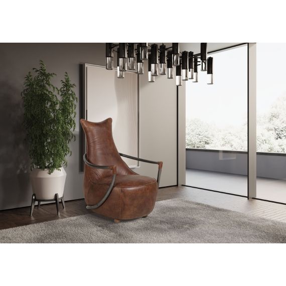 Maverick Retro Relax Chair - Brown Leather