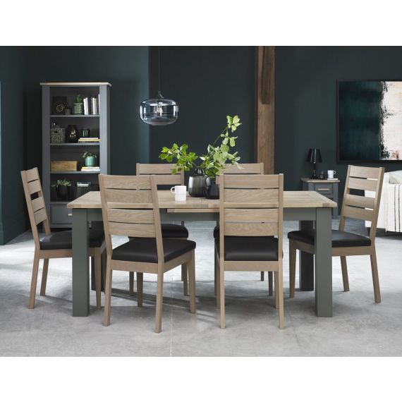 Oakham Dark Grey & Scandi Oak Extending Dining Table - 6-8 Seater